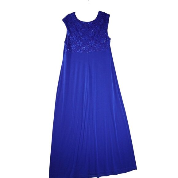 Connected Apparel Royal Blue Lace Gown - Size 14W - Elegant Formal Dress - Picture 7 of 13